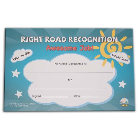 Right Road 5.5"x8.5" Recognition Certificates (36 Pack)